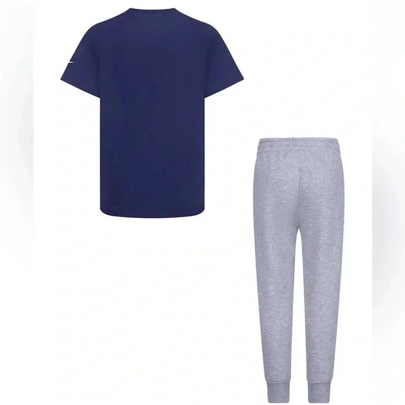 NWT NIKE BOYS 2 PC SET (BLUE) FUTURE MVP S/S T-SHIRT & GRAY JOGGERS SET SIZE 7 - Picture 2 of 3